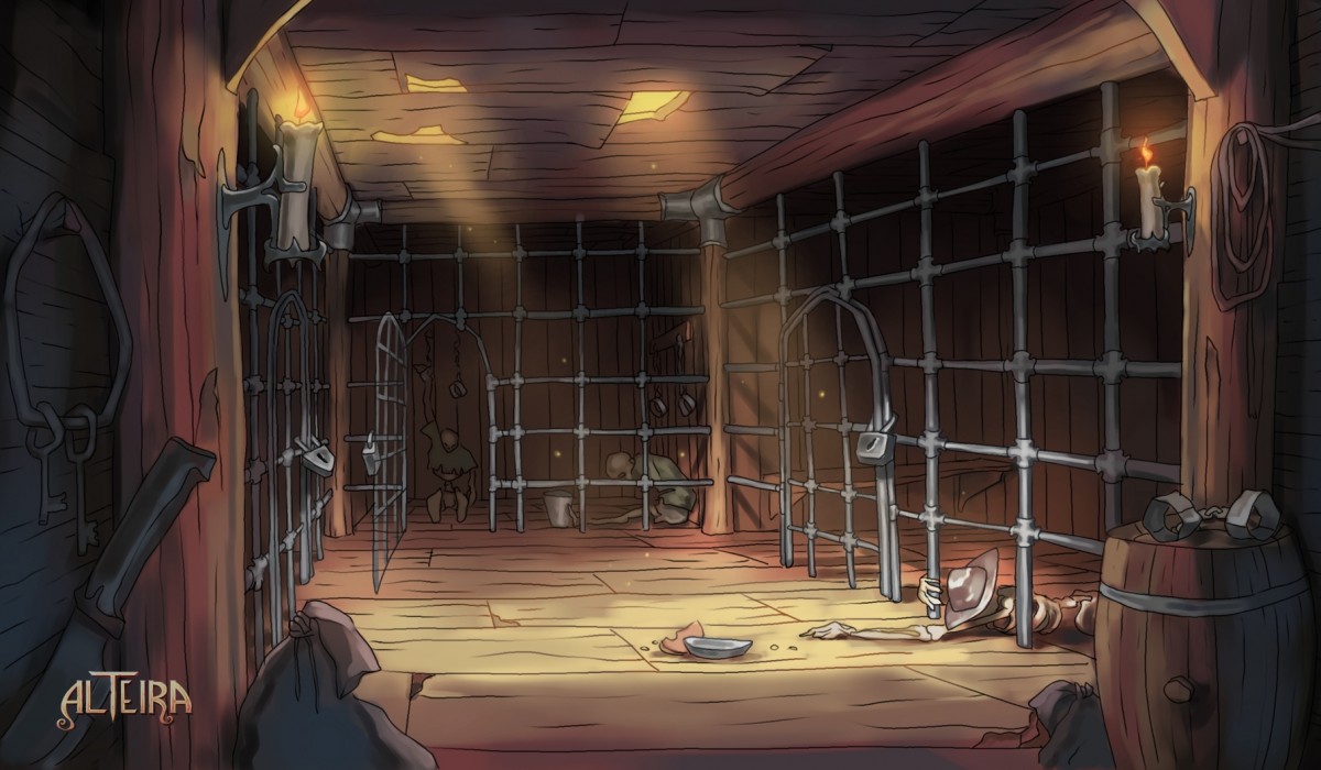 Alteira - ilustrace příběhové lokace Pirátský Koráb