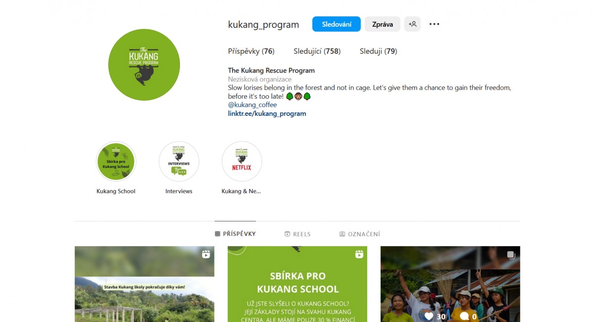 The Kukang Rescue Program – vedení instagramového účtu