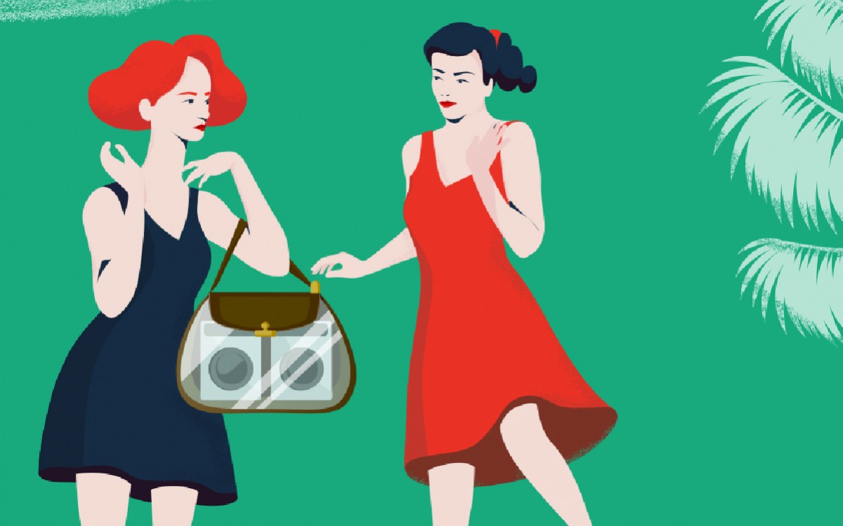 Vektorová ilustrace na web / Dvě ženy s kabelkou