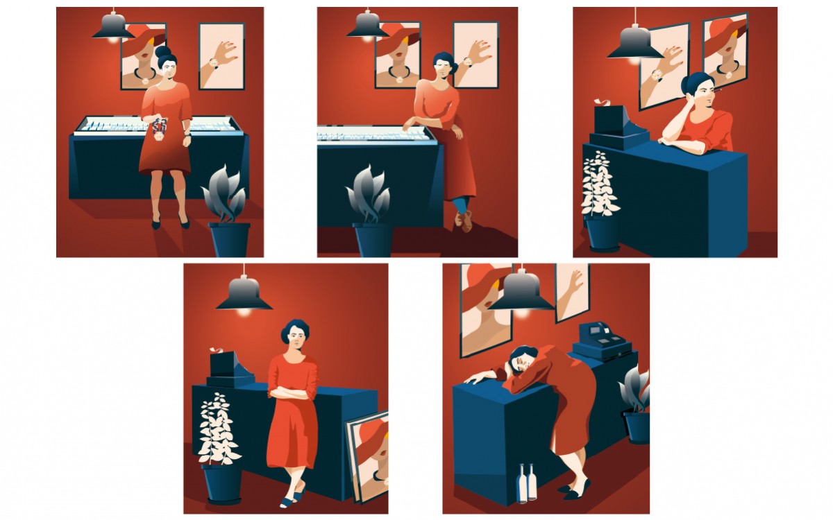 Co by asistentka prodeje neměla dělat | vektorová ilustrace