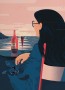 Žena s kočkou | vektorová ilustrace na plakát