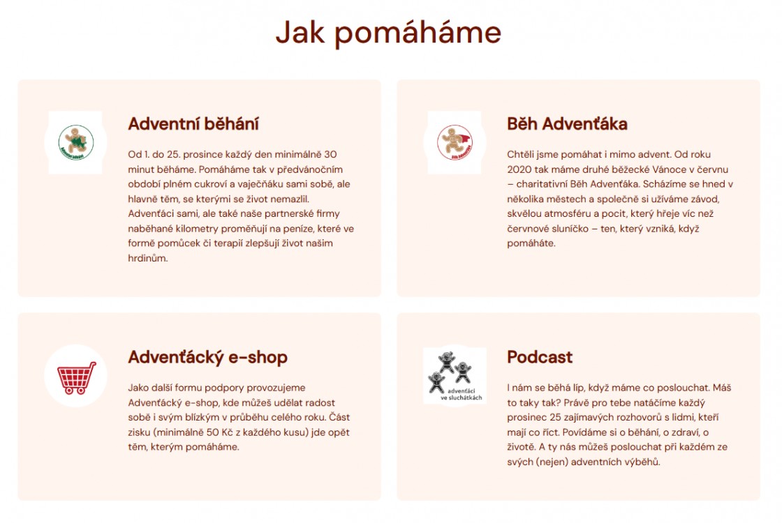 Webové copy pro projekt Adventní běhání