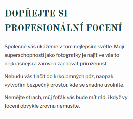 Webové texty pro brandovou fotografku Zuzanu Šounovou