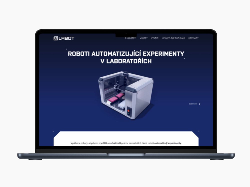 Labot.cz – jednostránková prezentace produktu robot LABOT VR1
