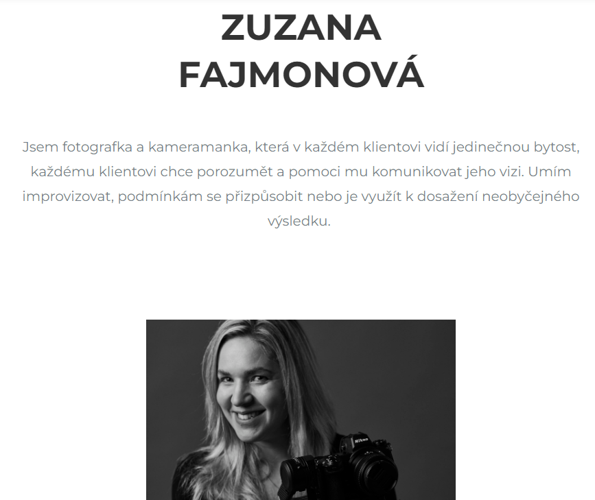 Texty pro Zuzanu Fajmonovou | Fotofa