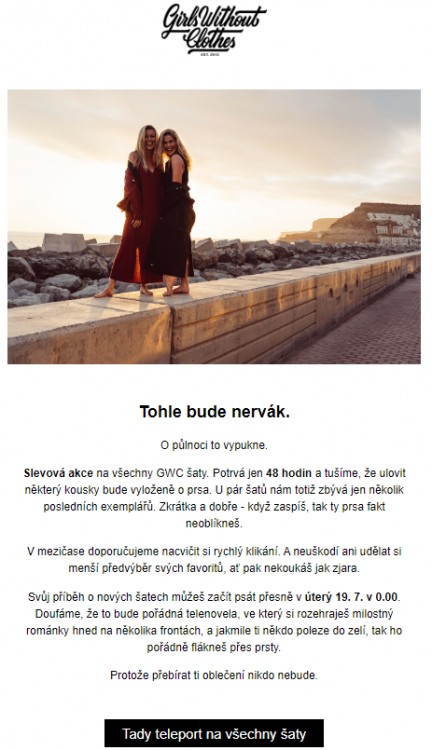 Newsletter na 2denní slevovou akci | Girls Without Clothes