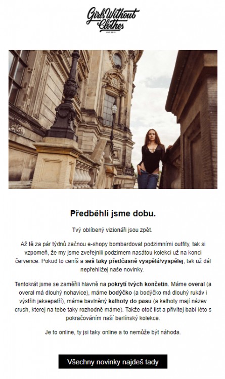 Newsletter představující nové produkty| Girls Without Clothes