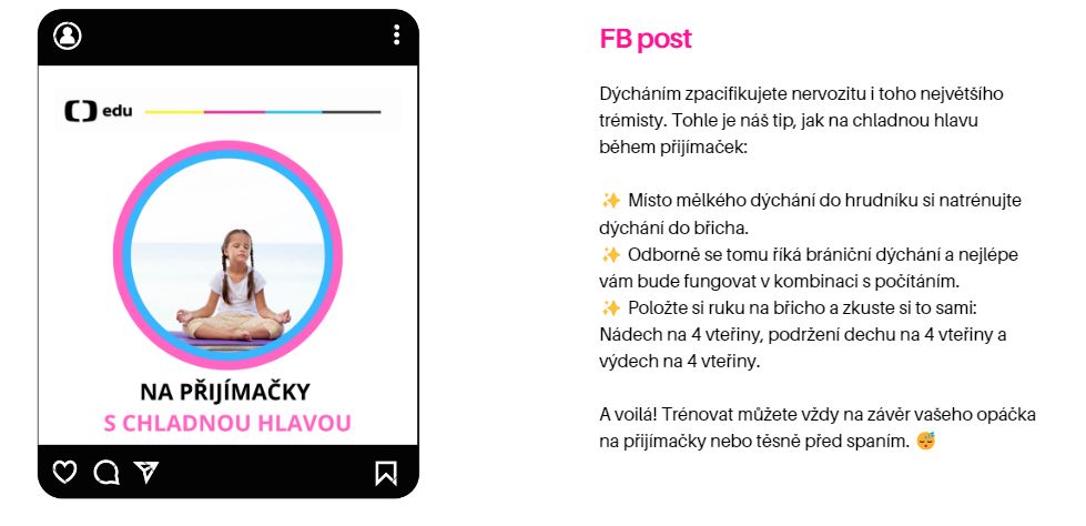 Facebookový post s tematikou přijímaček na střední školy | ČT Edu