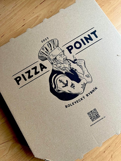 Obal pizzy | černobílá ilustrace
