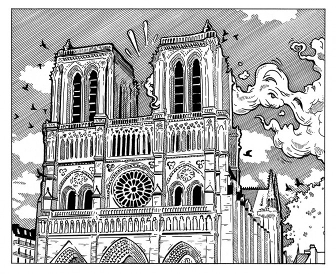 Notre Dame | černobílý komiks
