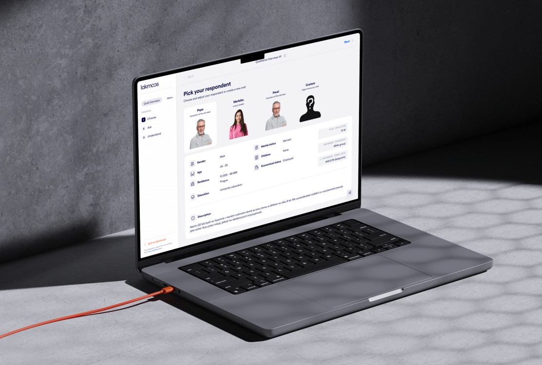 Lakmoos – webová aplikace pro AI průzkumy trhu