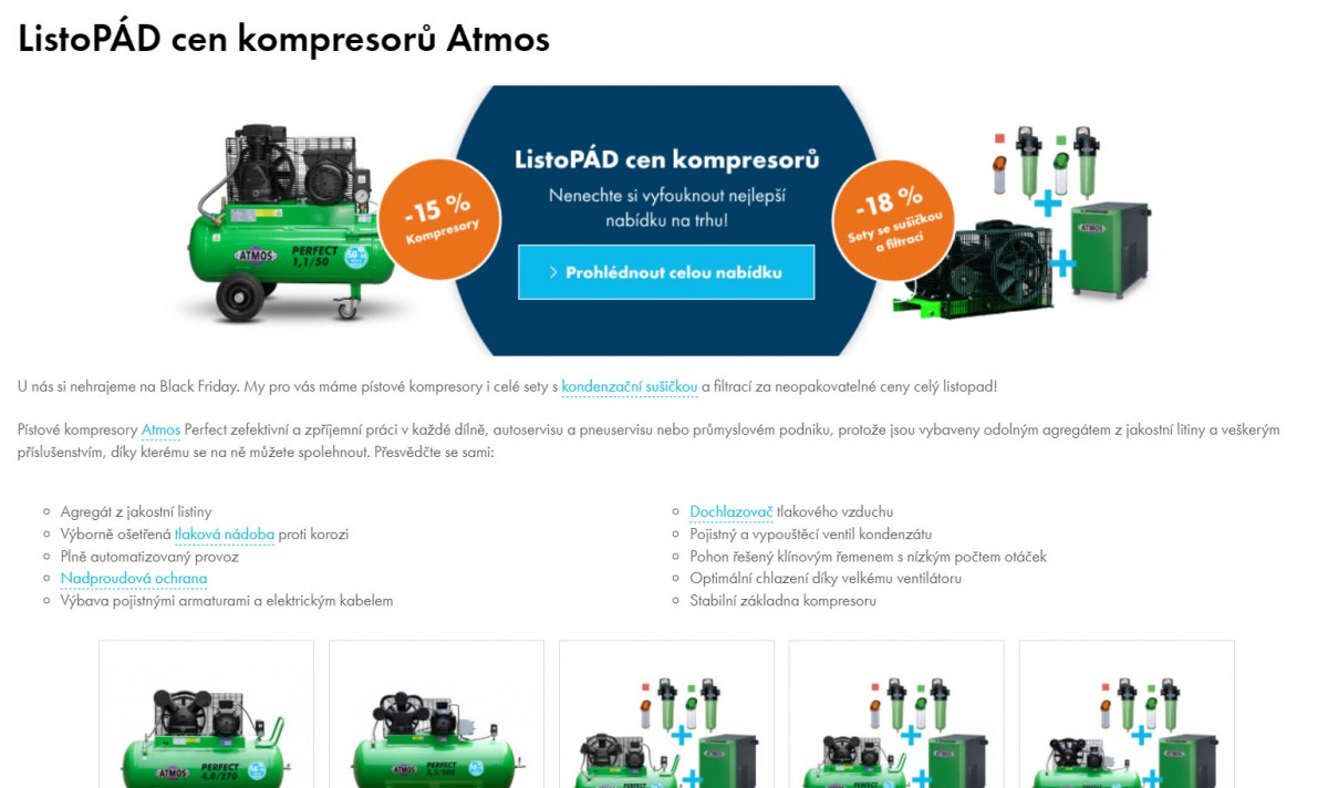 ListoPÁD cen kompresorů | texty na web a do newsletterů pro firmu prodávající kompresory