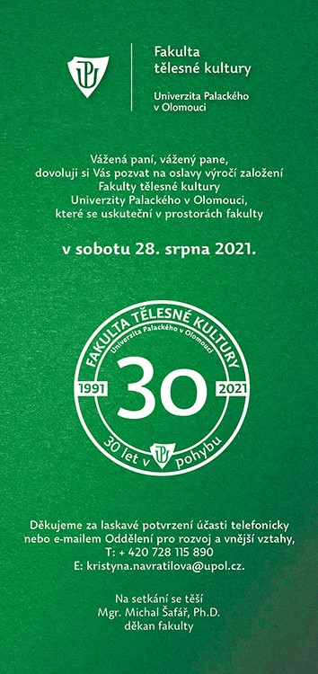 Pozvánka pro Fakultu tělesné kultury | Univerzita Palackého v Olomouci
