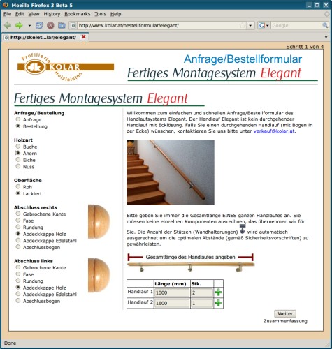 Webová aplikace sloužící k interaktivnímu vytvoření objednávky dřevěných madel zákazníkem