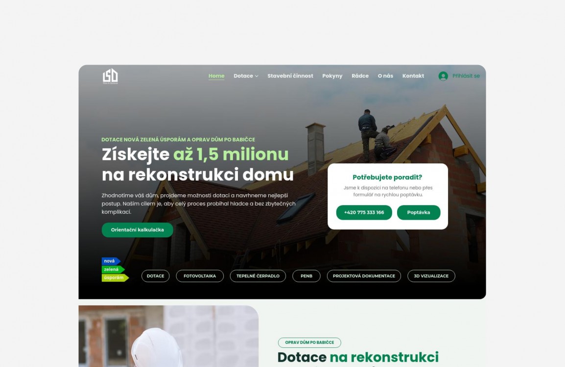 Wix redesign webu na dotace