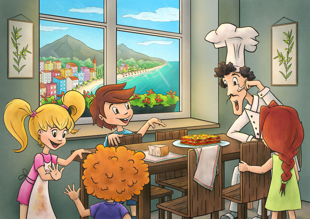 Návrh ilustrace pro knihu o italském jídle