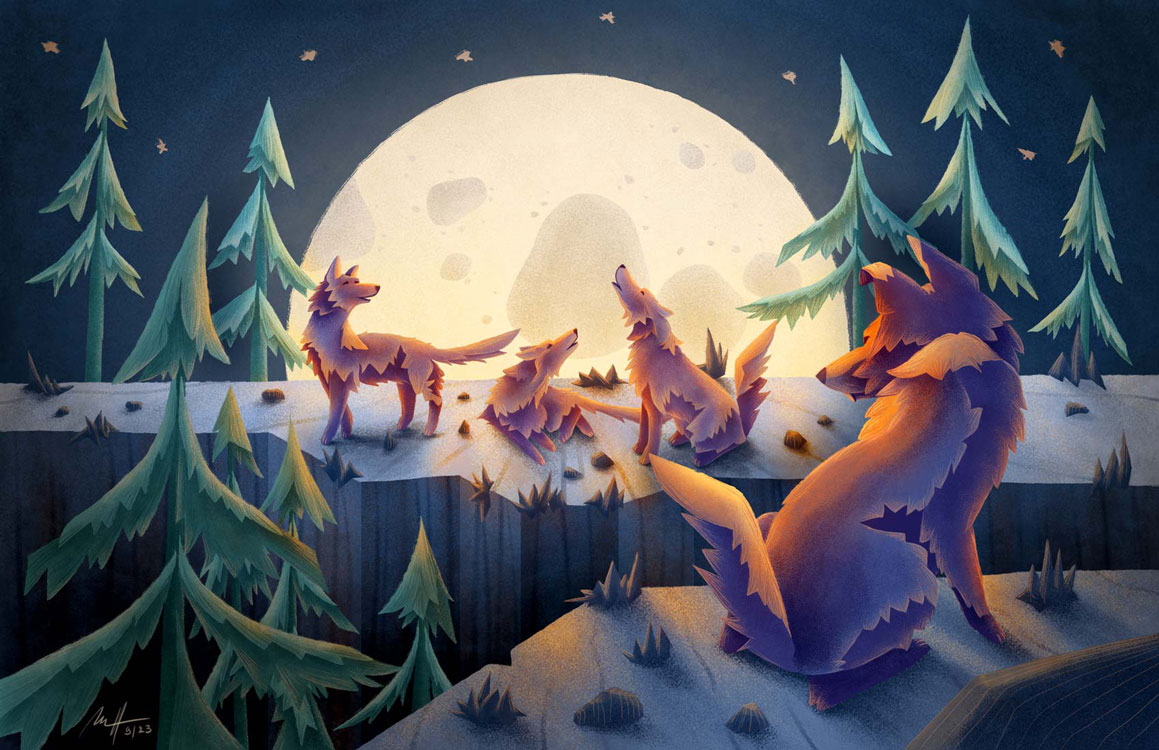 Vlčí smečka - ilustrace