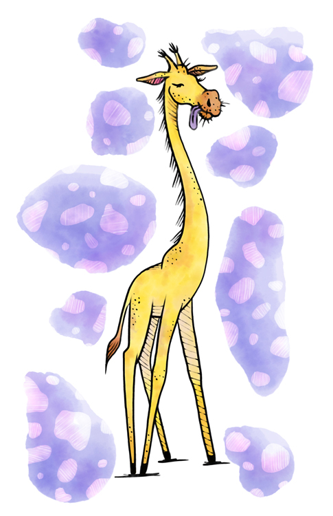 Žirafa bez fleků - ilustrace