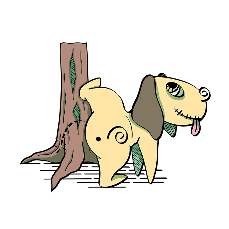 Štěně u stromu | vektorová ilustrace