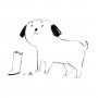 Pes, černobílá ilustrace, dětská ilustrace, ilustrace zvířat, knihy a učebnice pro děti
