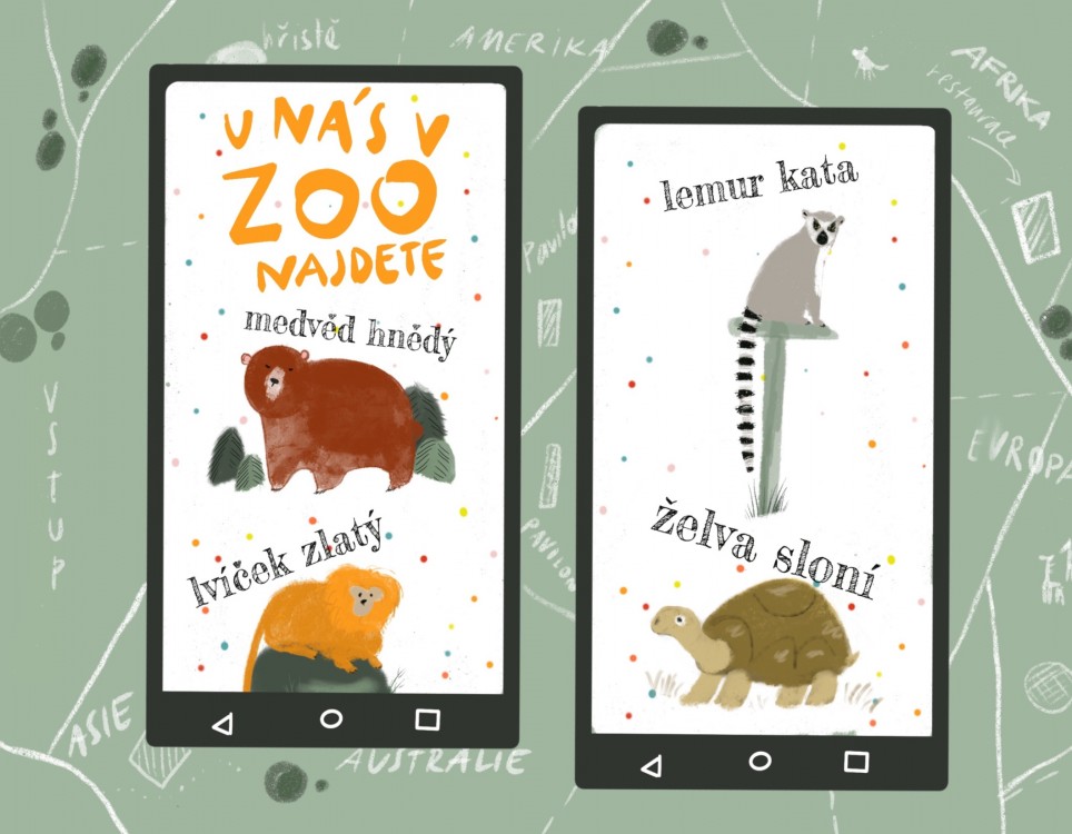 Plakát ZOO, knižní ilustrace, dětská ilustrace, ilustrace zvířat, knihy a učebnice
