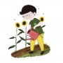 Chlapec a slunečnice, ilustrace lidí, knihy pro děti, ilustrace pro děti, učebnice