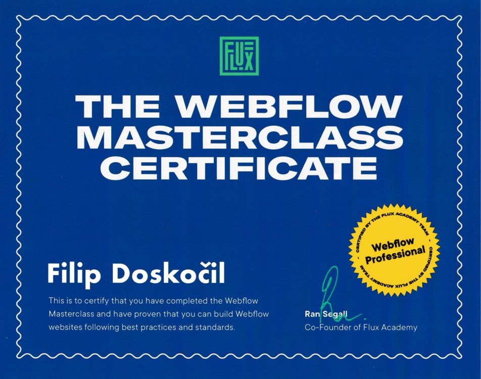 Webflow certifikát