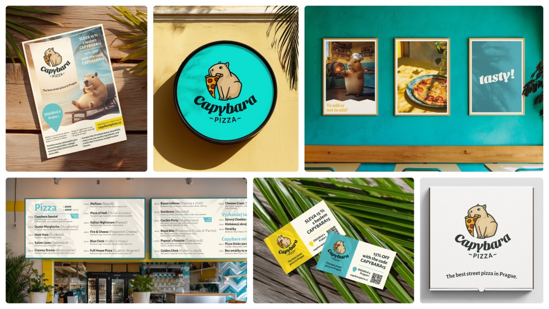 Capybara pizza - vizuální identita