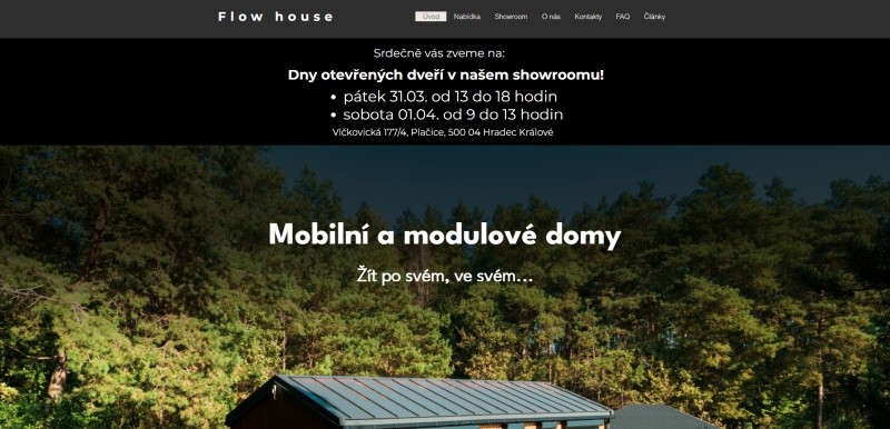 Copywriting pro mobilní a modulové domy Flowhouse.cz