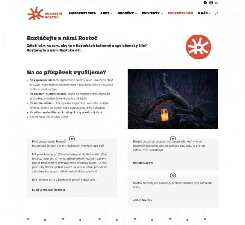 Webcopywriting pro fundraisingovou kampaň | Sdružení Roztoč