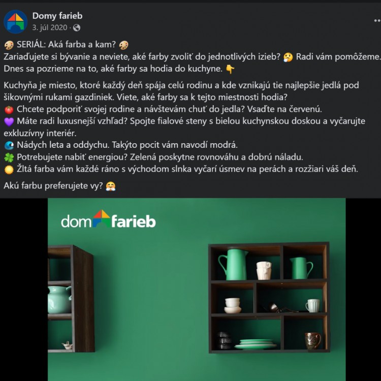 Sepsání textu pro seriál o barvách na Facebook | Dom farieb