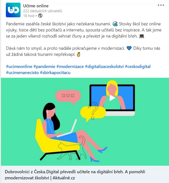 Kreativní příspěvek pro LinkedIn | Učíme online