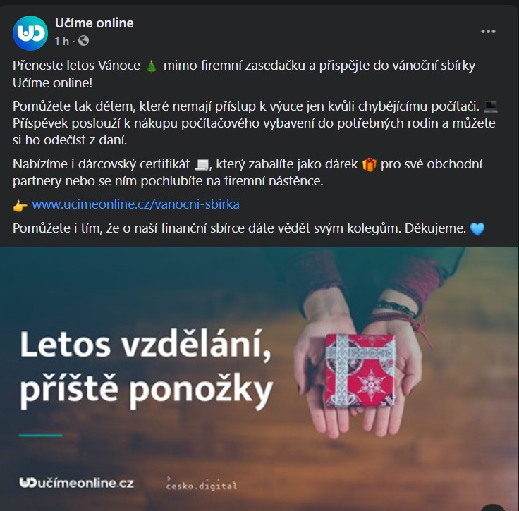 Texty pro fundraisingovou kampaň na LinkedIn | Učíme online