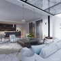 Obývací pokoj s proskleným stropem | vizualizace interiéru