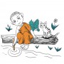 Mnich u potoka | ilustrace ze série Meditace pro normální smrtelníky, ne pro mnichy