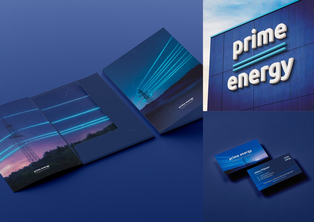 09/2022 Prime energy - vizuální styl, firemní identita, design desek, grafika vizitek, tvorba loga