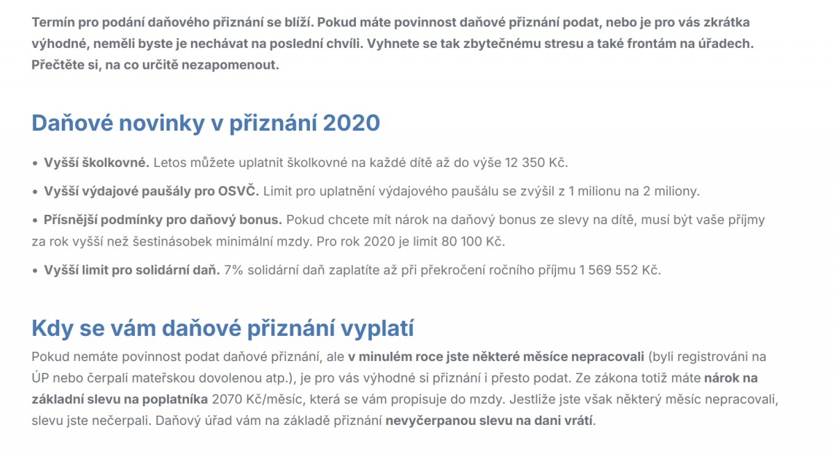 Manpower - článek Daňové přiznání 2020