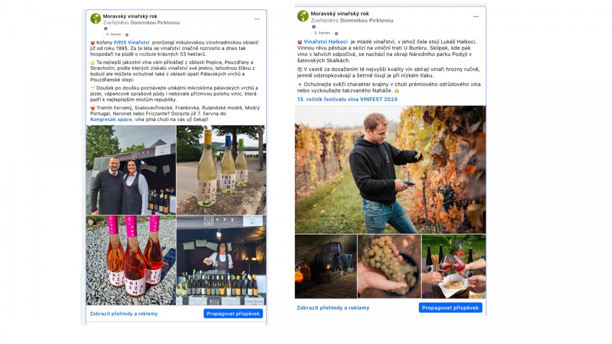 Správa Facebooku pro Moravský vinařský rok