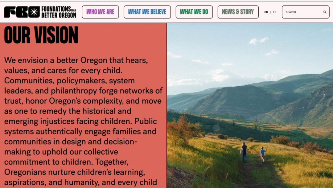 FOUNDATIONS FOR A BETTER OREGON | UX textace webových stránek