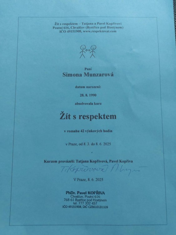 Certifikát Žít s respektem