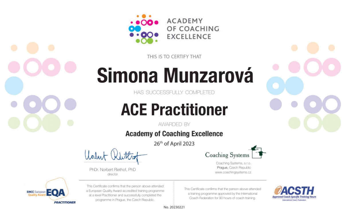 Certifikát ACE Practitioner