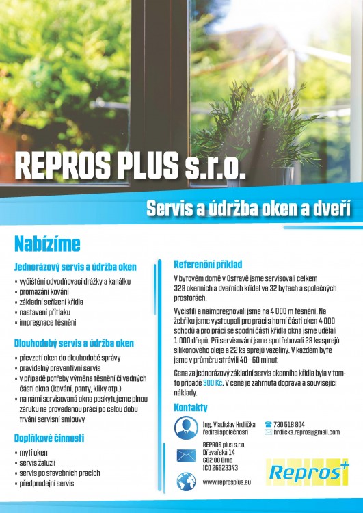 Reklamní leták pro spol. Repros+ s.r.o.