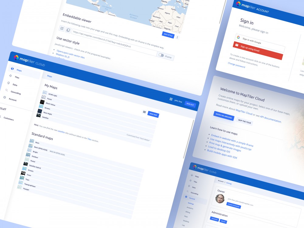 Cloud admin page | Maptiler