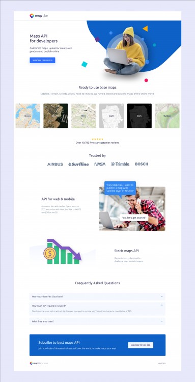 Maps API landingpage | Maptiler