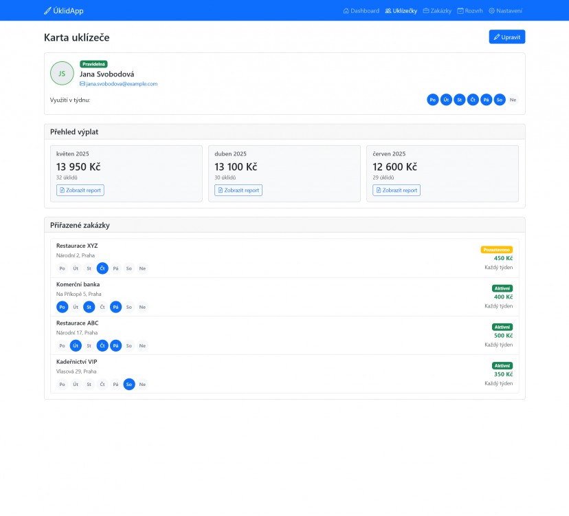 Prototyp webové aplikace pro správu úklidu