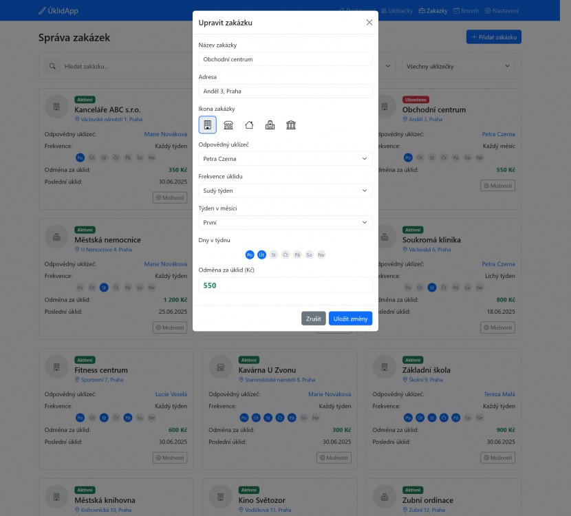 Správa zakázek | prototyp webové aplikace pro správu úklidu