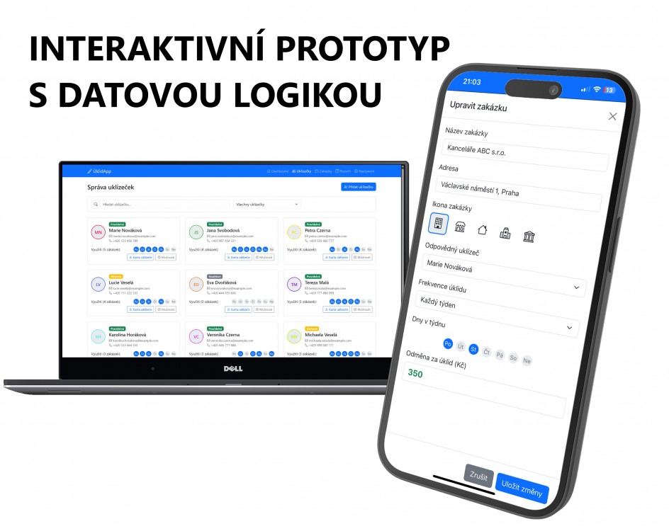 Interkativní prototyp aplikace pro správu úklidů