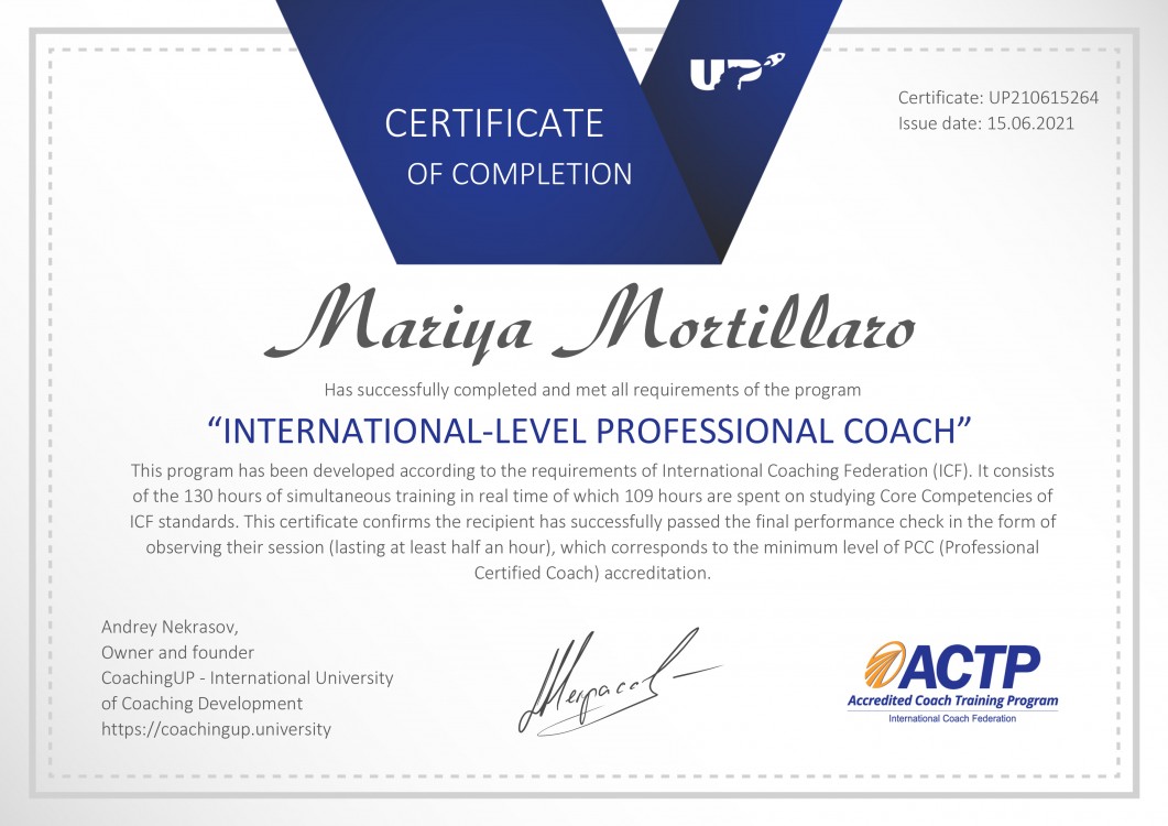 Certifikát profesionálního kouče