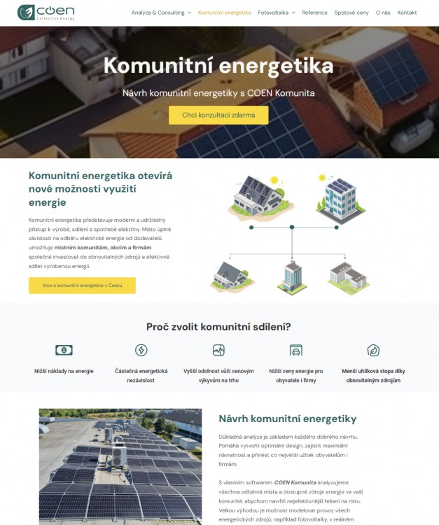 Webstránka pro COEN: Komunitní Energetika