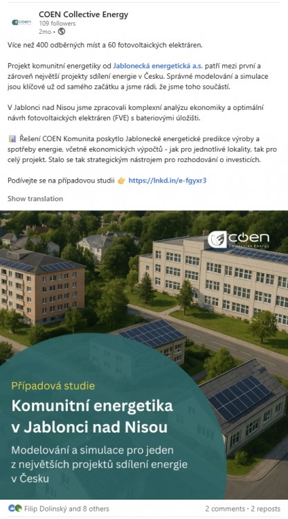 Linkedin příspěvek pro COEN